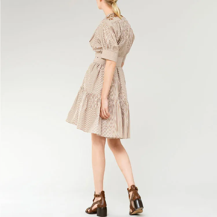 Chloe Short Sleeved Dress Women's Beige-1