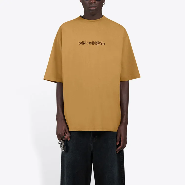 Balenciaga T Shirt Loose Fit Style Men's Khaki-3