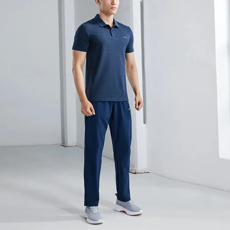 LINING Polo Shirts Men Heather Gray Guangdong Blue-3