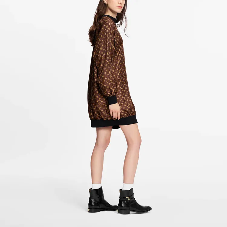 LOUIS VUITTON New Quarterly Products Of LV Long Sleeved Dresses Women's Brown-2