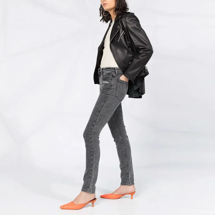 OFF WHITE Skinny Denim Jeans Dark Grey/White-3