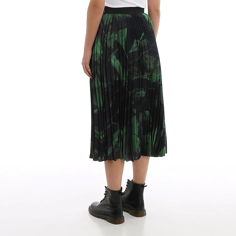 OFF WHITE Brushstroke Plisse Skirt Black/Green-5