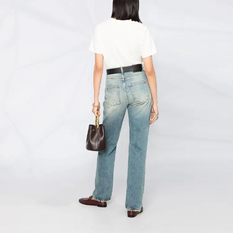 GUCCI Denim Trousers Women's Blue-2