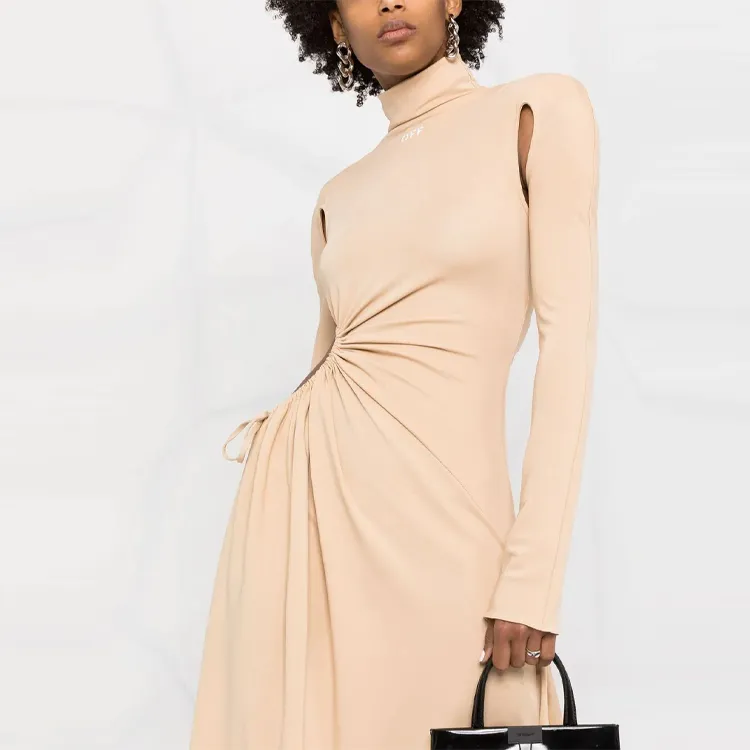 OFF-WHITE SS21 Long-Sleeved Dresses Women's Dusty Pink-4