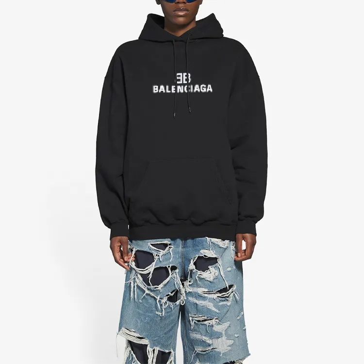 Balenciaga Women'ss Bb Pixel Medium Fit Hoodie Black-3