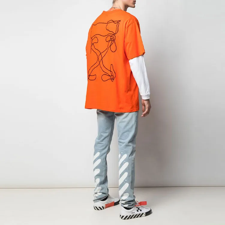 OFF WHITE Oversized Abstract Arrows Embroidered T Shirt-4