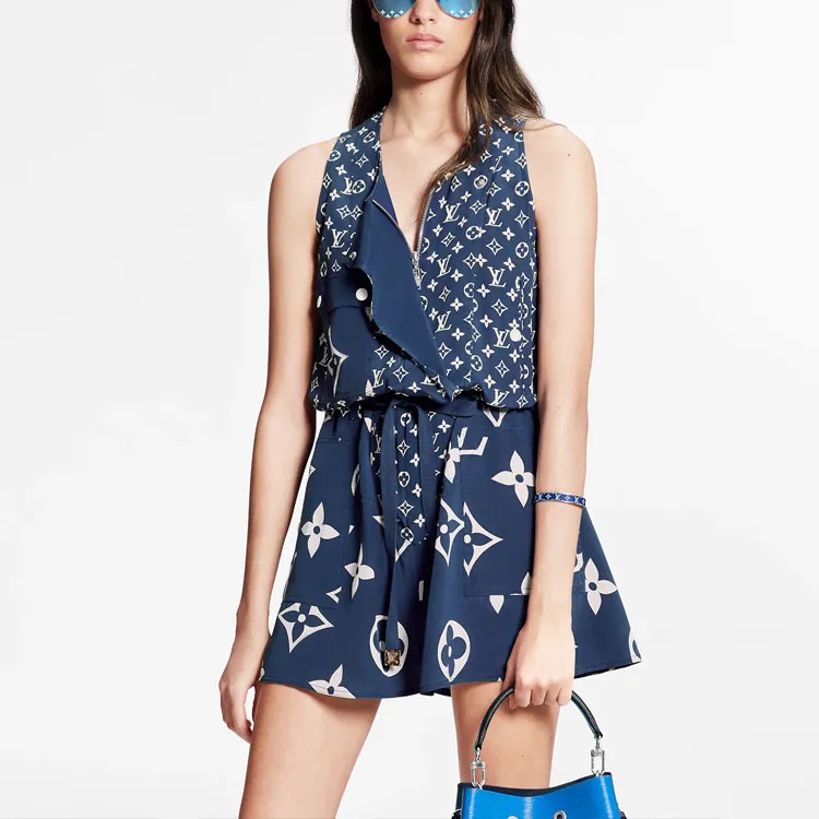 LOUIS VUITTON Sleeveless Dress Women's Blue-1