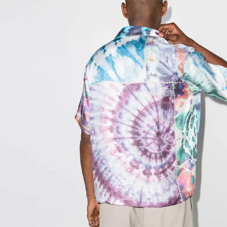 AMIRI Tie Dye Patchwork Silk Shirt-2
