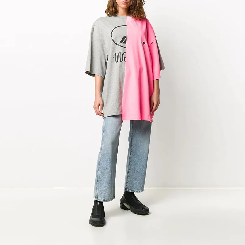 WE11DONE T Shirts Unisex Gray Pink Multicolor-4