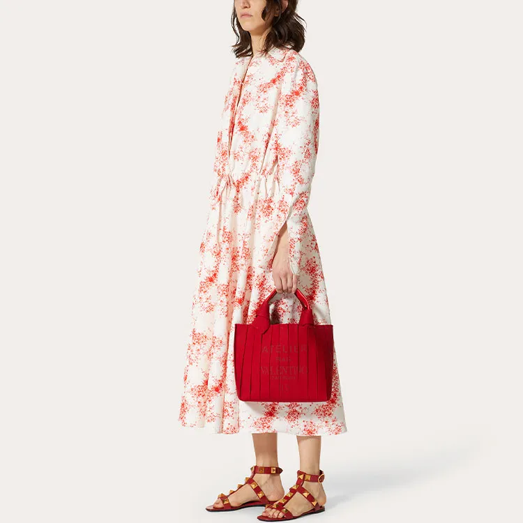 Valentino Long Sleeved Dresses Women's Red-3