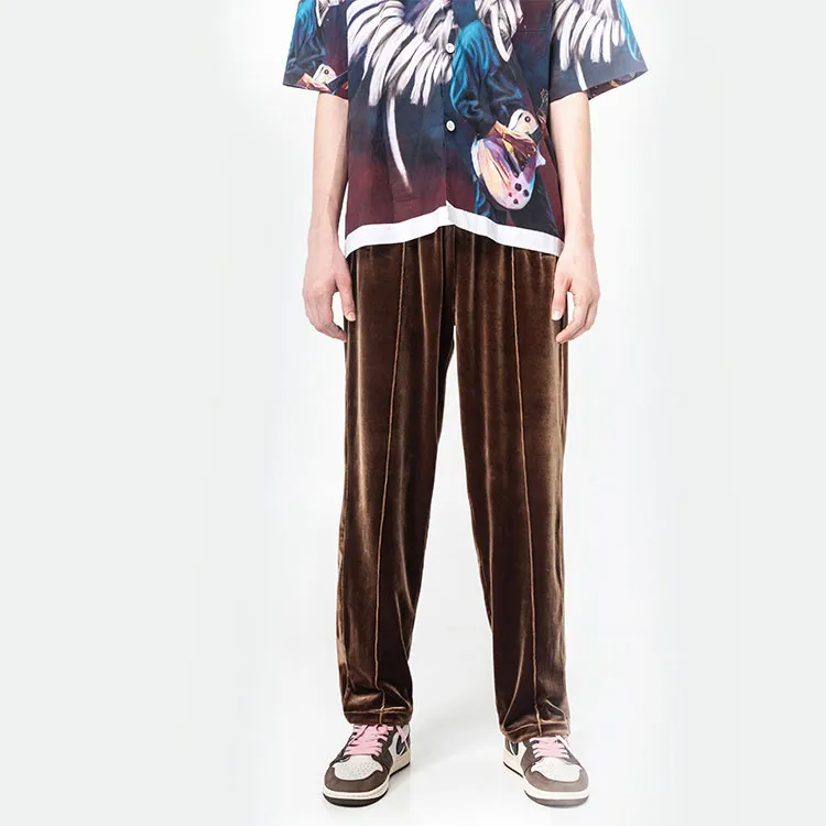 GALLIANO LANDOR Straight Casual Pants Unisex Gold Coffee-1