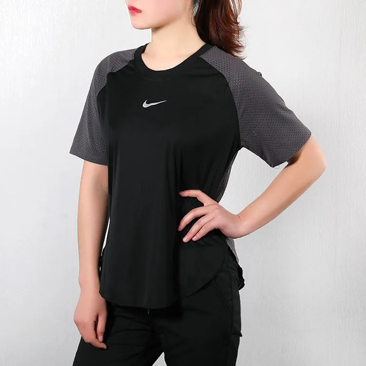 Nike Raglan Sleeve T Shirt Women's Black Gray-4