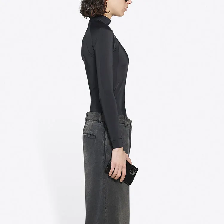 Balenciaga Long Sleeve Fitted Top 'Black/White'-3