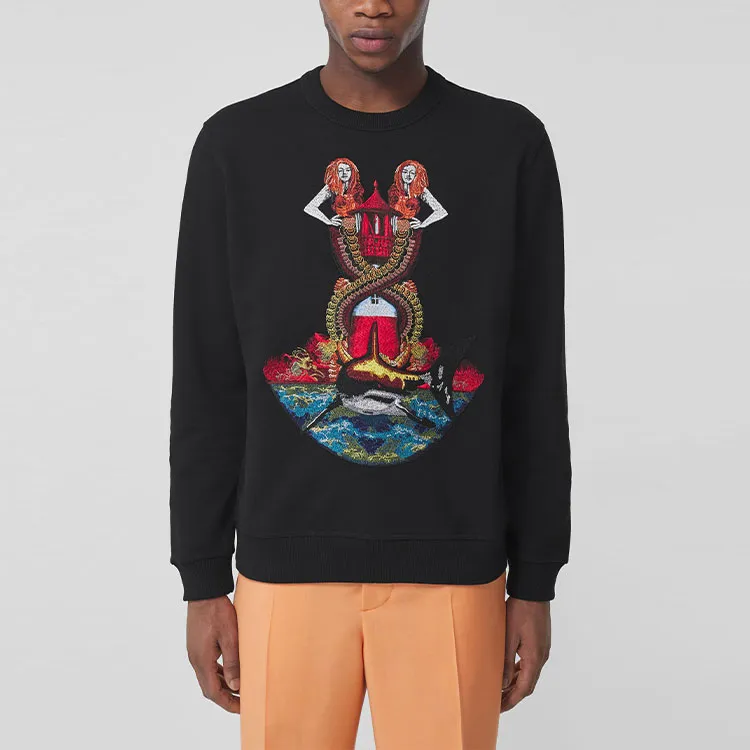 Burberry Cotton Sports Sweatshirt Men's Black-4