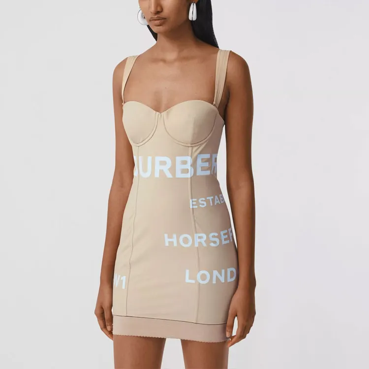 Burberry Horseferry Long Sleeved Dresses Women's Soft Yellow Umber-1