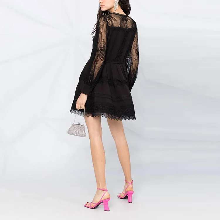 Self portrait Long Sleeved Dresses Women's Black-4