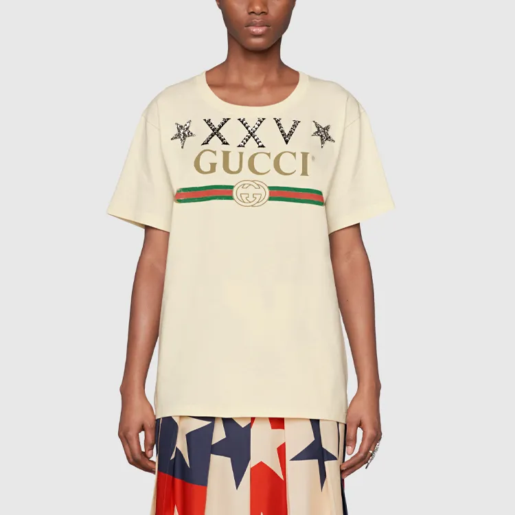 GUCCI Regular T-Shirt Women's Beige Yellow-2