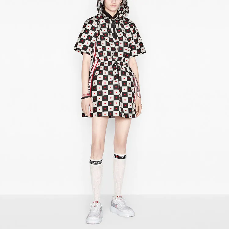 DIOR Short Sleeved Dresses Women's Black White Red-2
