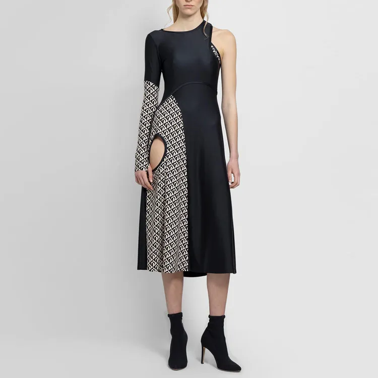 Marine Serre Long-Sleeved Dresses Women's Black-2
