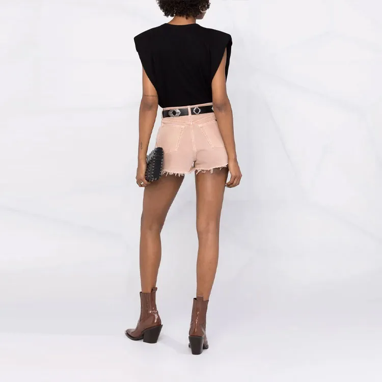 SAINT LAURENT Frayed Hem Denim Shorts-3