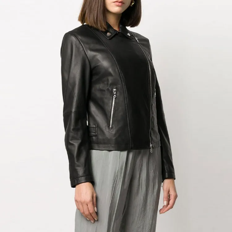 EMPORIO ARMANI Long Sleeved Zipped Biker Jacket-2