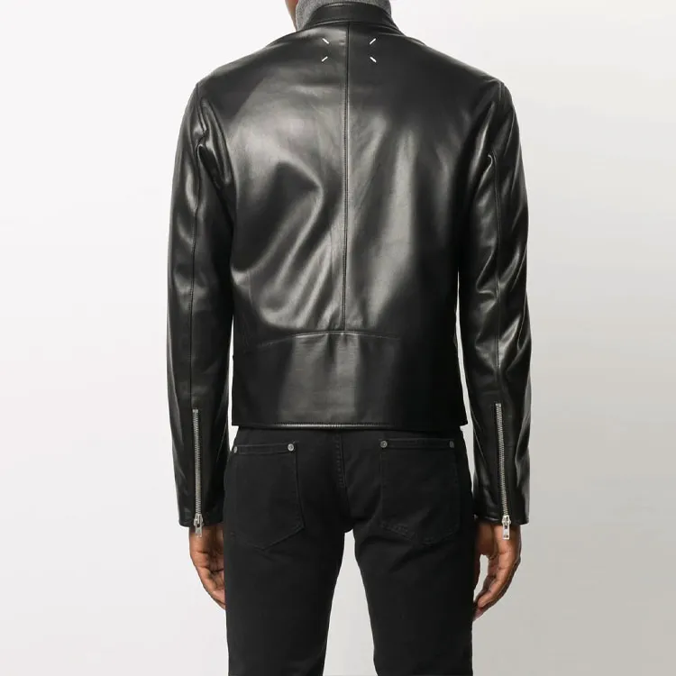 Maison Margiela Mock Neck Leather Jacket-2