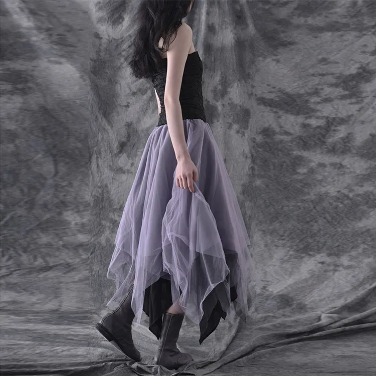 MARC LE BIHAN Casual Long Skirts Women's Black Purple-6