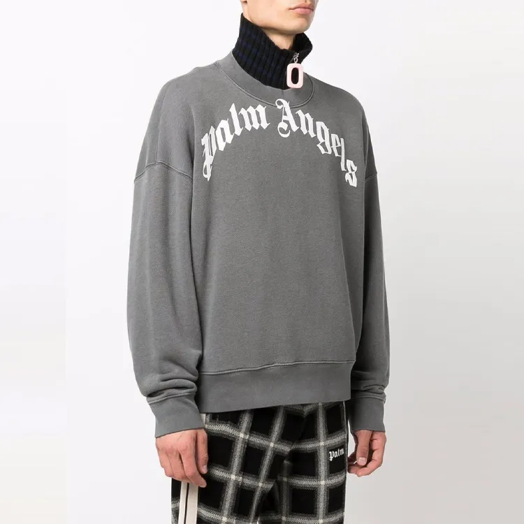 PALM ANGELS Curved Logo Crewneck-3