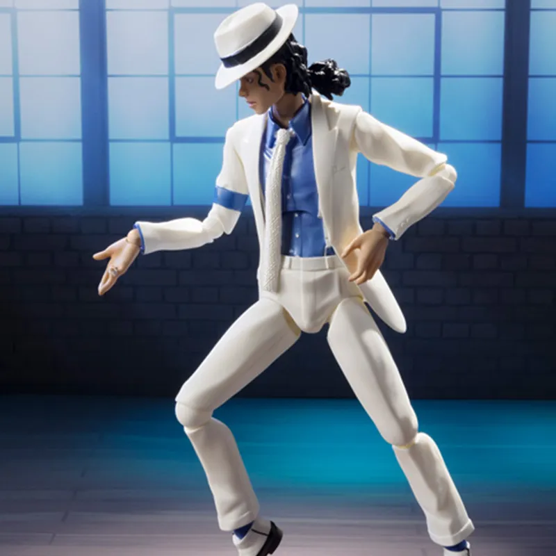 BANDAI SHF Michael Jackson 'Crime Master' 'Moonwalk' Action Figure 14cm With Base Scale Figures-6