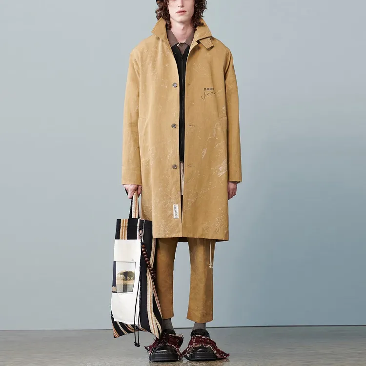 SONG FOR THE MUTE Trench Coats Men Khaki-2