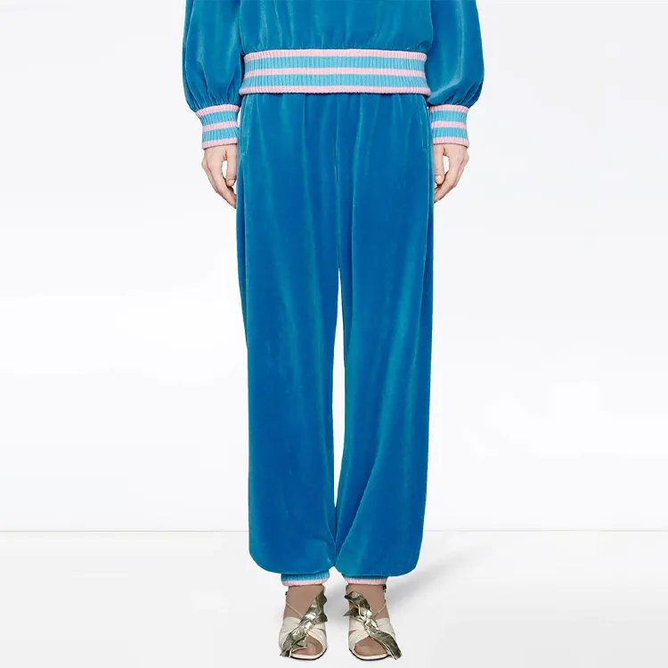 GUCCI Chenille Knit Joggers Blue-2