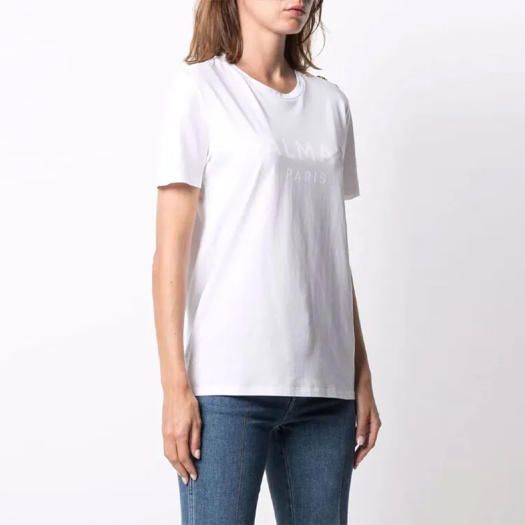 BALMAIN Flocked Logo T shirt-3
