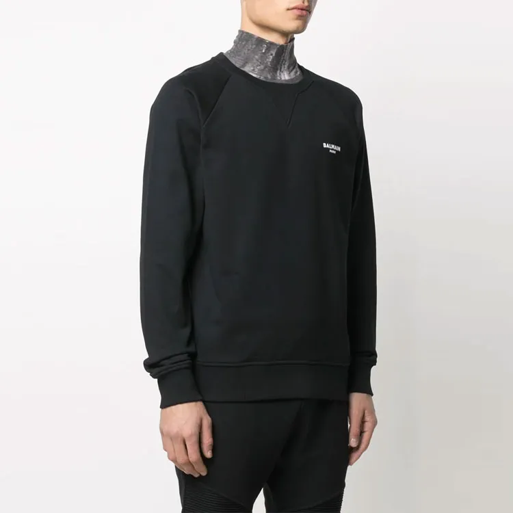 BALMAIN Flocked Logo Crewneck Sweatshirt-2