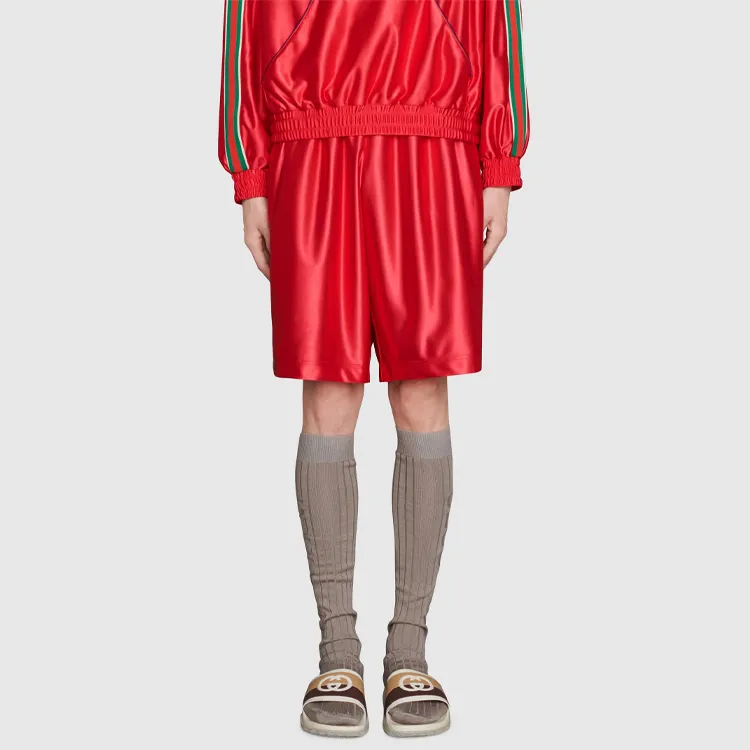 GUCCI Shiny Jersey Shorts With Web-1