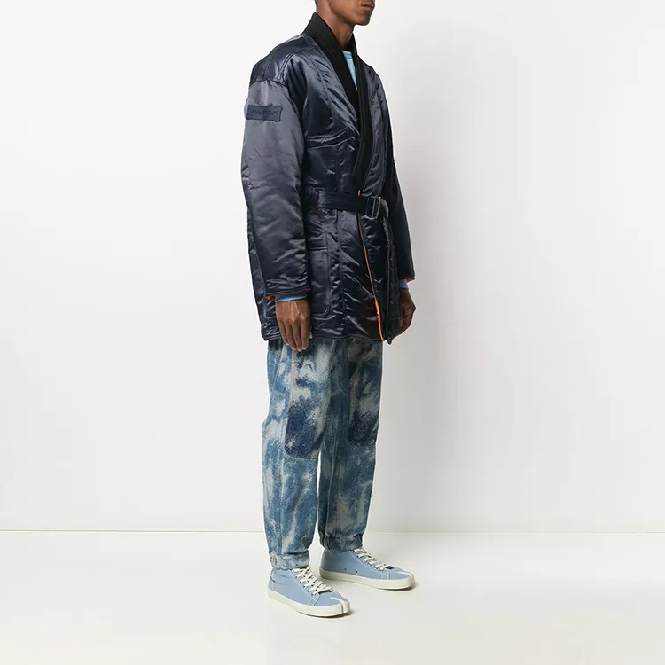 AMBUSH FW21 Solid Color Baseball Collar Puffer Jacket Unisex Dark Blue-4