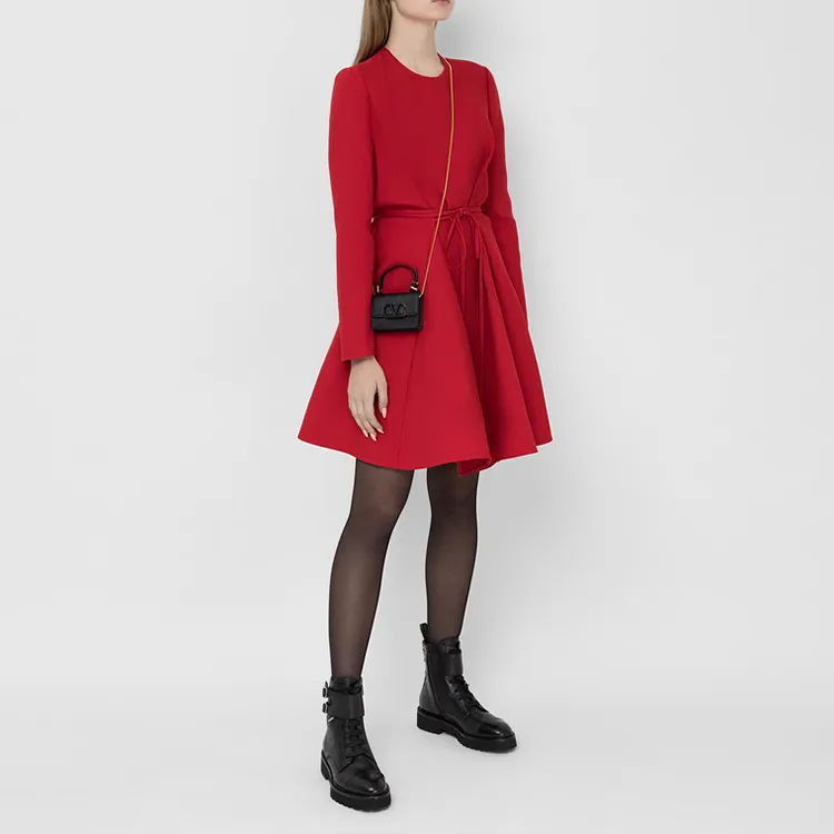 Valentino Long-Sleeved Dresses Women's Red-1