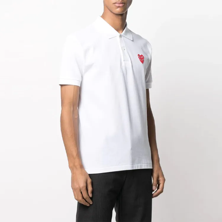 CDG Play Polo Shirts Men White-2