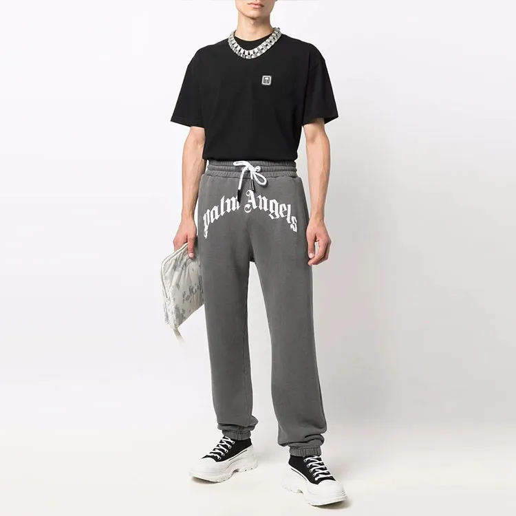PALM ANGELS Curved Logo Sweatpants-1