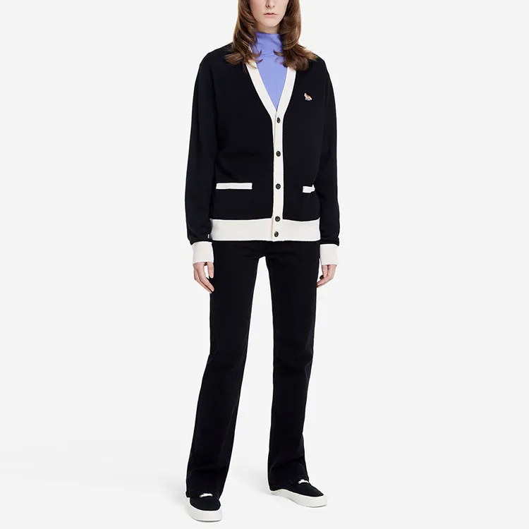 Maison Kitsune Baby Fox Patch Bi Color Classic Cardigan-2