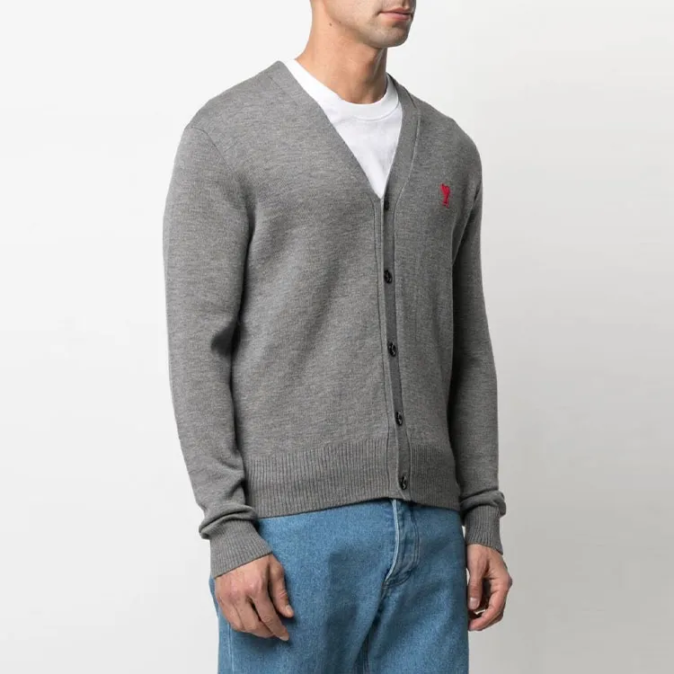 Ami Paris Ami De Coeur Extrafine Merino Wool Cardigan-5