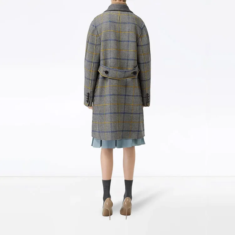 Burberry Coat Women's Gray Plaid-3