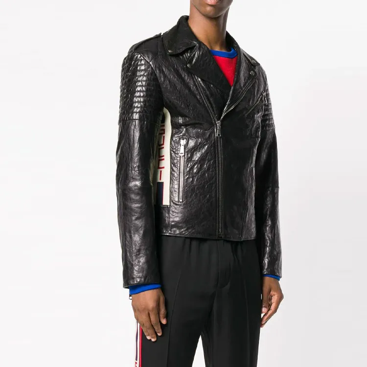 GUCCI Leather Jackets Men Black-3