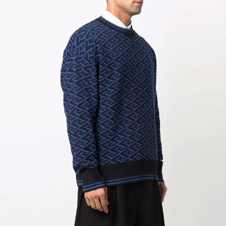 VERSACE Jacquard Monogram Knit Sweater-3