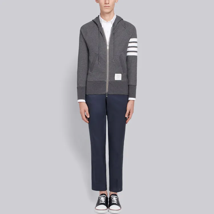 THOM BROWNE Classic Loopback 4 Bar Zip Hoodie-1