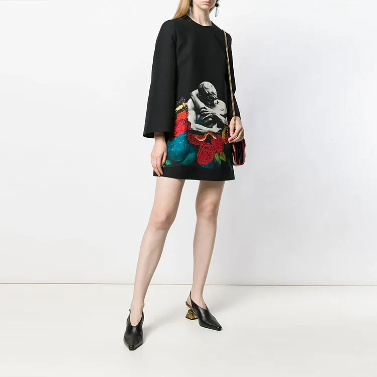 Valentino Long Sleeved Dress Women's Black-3