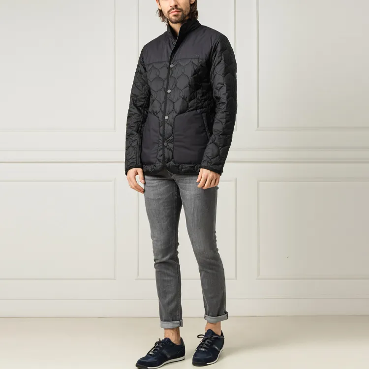 Zzegna FW21 Solid Color Stand Collar Puffer Jacket Men's Black-2