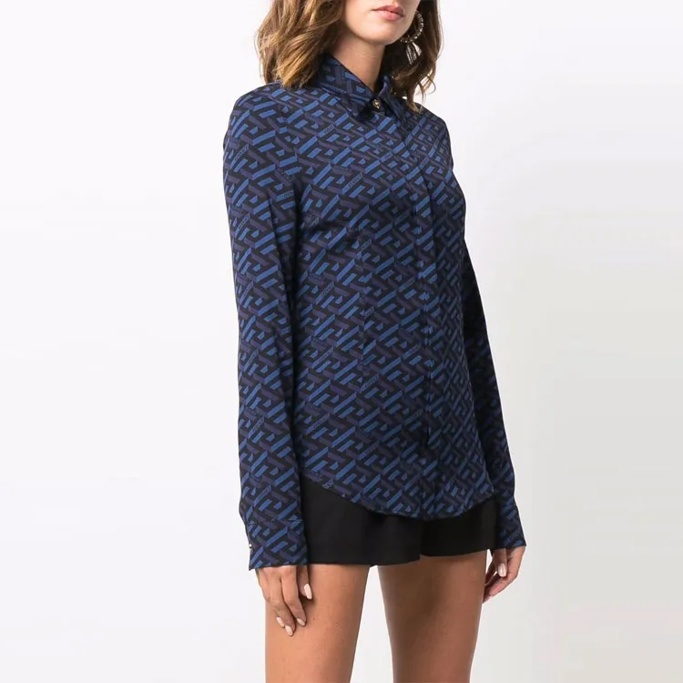 FANSIZHE VERSACE Shirt Women's Blue-3