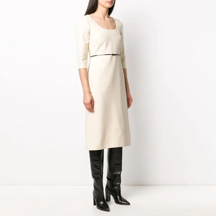 GUCCI FW21 Long Sleeved Dress Women's Beige-3