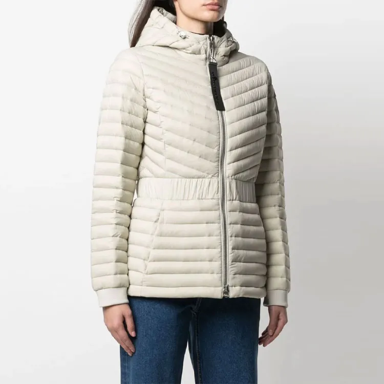 Moose Knuckles Solid Color Hooded Down Jacket Women's White-2