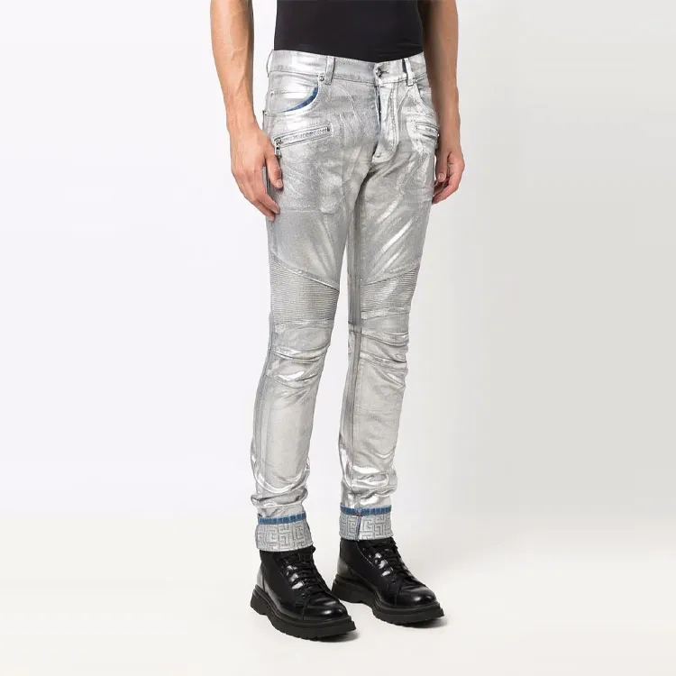 BALMAIN Jeans Men Silver-3
